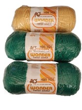 ACS Wonder Twist Green 2  Yellow 6mm Yarn 100 Yards Textured