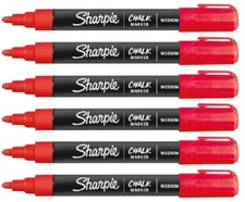 Sharpie Chalk Markers  Red Medium Tip Wet Erase 6 Markers New