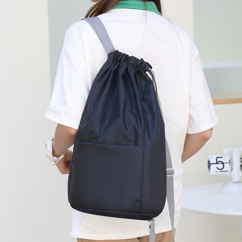 Large Drawstring Backpacks Sack Waterproof Swimming Beach Sports Bags (Black) Au - Picture 4 of 12