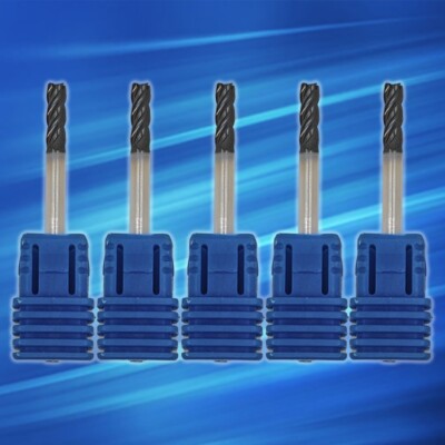 MUW Tungsten Carbide Square End Mill 4 Flute 1/8'' HRC 60 AlTiN 5pcs Carving Tool