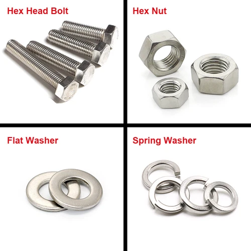 M4 M5 M6 Stainless Steel Hexagon Head Screws Bolt Hex Nut Flat Spring Washers