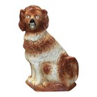 Antique Staffordshire Figurine King Charles Spaniel Dog Russet White 19C 13" B2