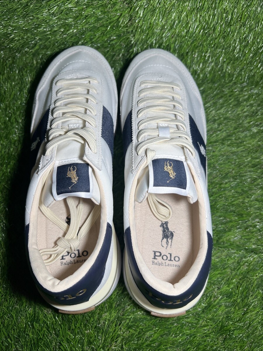 Polo Ralph Lauren Train 89 Sneakers Men White Navy Suede Running Shoes Size  12 Train 89 Suede-Paneled Sneaker main image 2