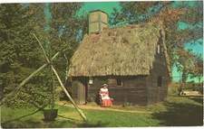 Woman At The Pioneer Village, Built In 1930, Salem, Massachusetts Postcard