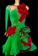 L2444 ballroom Specialty Adult Rhythm/ Latin dress UK 8 US 6 green one sleeve