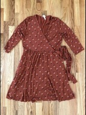Matilda Jane Isn't It Lovely Dress Medium Faux Wrap Burnt Orange Floral 
