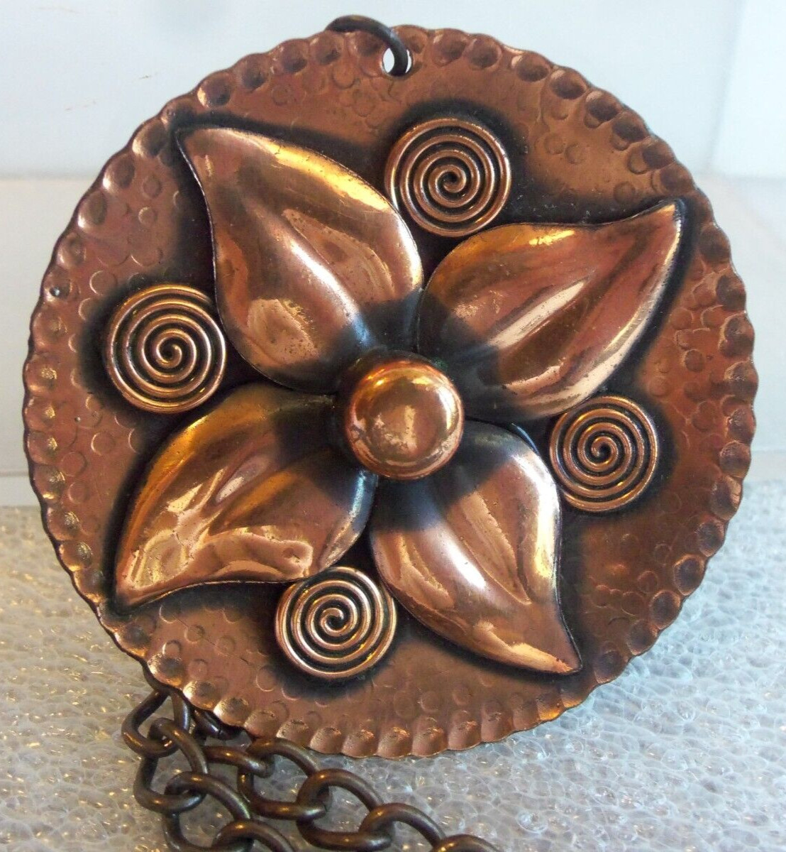 Solid Copper Flower  Necklace Large Flower  Antiq… - image 2