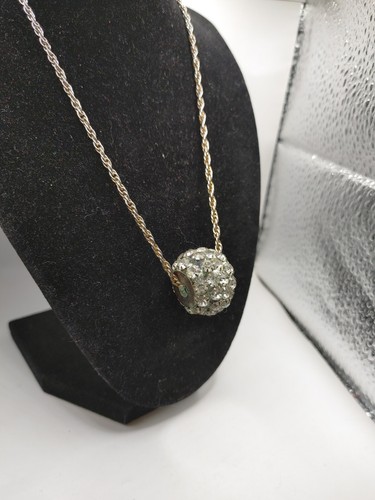 VTG Necklace Rhinestone ball Slide Rope Chain Spring Ring Clasps - Picture 4 of 5
