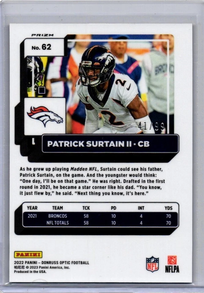 Panini Optic Patrick Surtain II Red /99 - Image 2 of 2