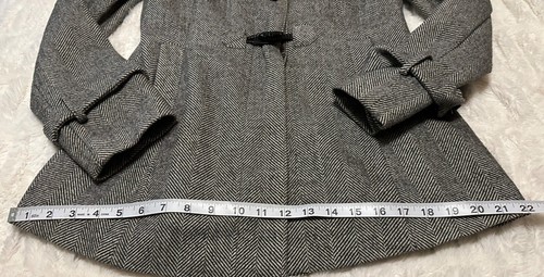 Coffeeshop Brand Gray Peacoat Chevron Print Poly Wool Blend Junior Size S (READ) - Picture 11 of 21