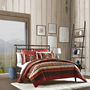 Native Southwest Red Turquoise Brown Reversible Twin Comforter