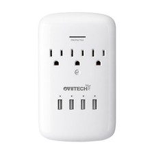 Multi Outlet Wall Mount Adapter Surge Protector with 4 4.2 AMP USB Charging...