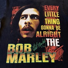 Vintage Bob Marley All Over Print T-Shirt Mens Size Large Distressed Reggae Tee