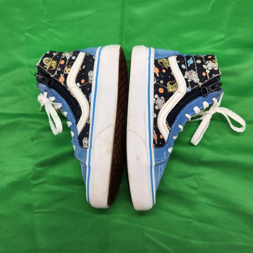 Vans Sk8 Cosmic Zoo Niños Niños Talla 11.5 Azul Cremallera Lateral Cordones Zapatillas Altas - Imagen 9 de 10