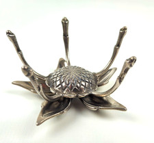 Vintage Silver Metal Pewter Lotus Flower Ashtray Art Deco Removable Petal Base