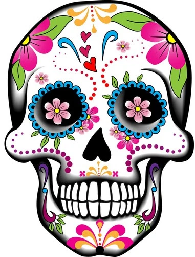 Skull Mexican Sugar Holiday Dia De Los Muertos Self Adhesive Vinyl Sticker