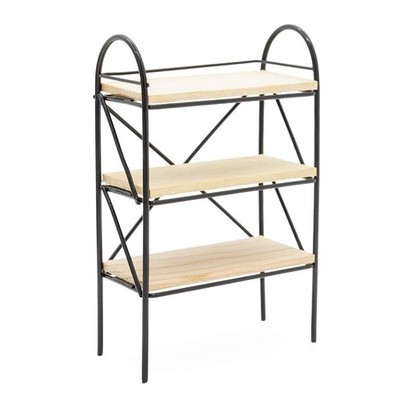 1/12 Miniature 3 Tier Metal Wood Shelf Dollhouse Kitchen Furniture Accessories