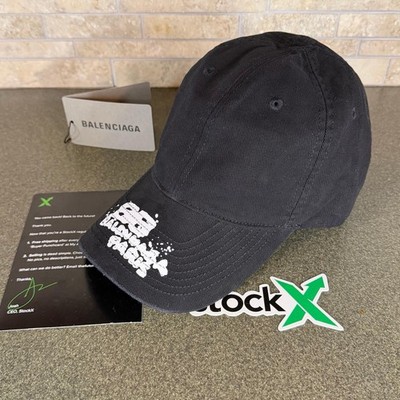 Balenciaga Paris Adjustable Strap Black BB Logo White Baseball Cap