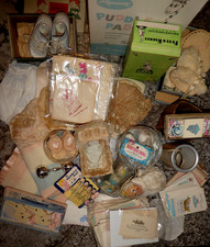 HUGE LOT Vintage 1890s   1950s Baby Infant Ephemera Shoes Booties Cards  MORE