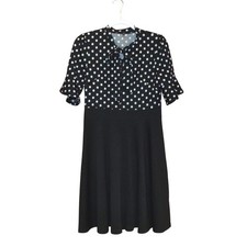 30s Costume Halloween or Career - Polka Dot Tie Neck Midi Dress(L) FLAW