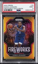 2022 PANINI PRIZM FIREWORKS GOLD PRIZM #16 KAWHI LEONARD 6/10 PSA 9