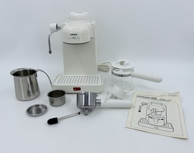 Krups 963 Espresso Mini 4-Cup Cappuccino Machine White Electric Complete & Clean