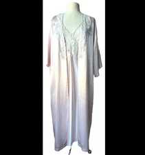 Vintage Val Mode Lingerie Long Nightgown + Robe Pink Satin Lace MEDIUM READ