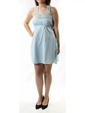 ARYEH Womens Light Blue Back Side Zipper Lined Sleeveless Short Dress L