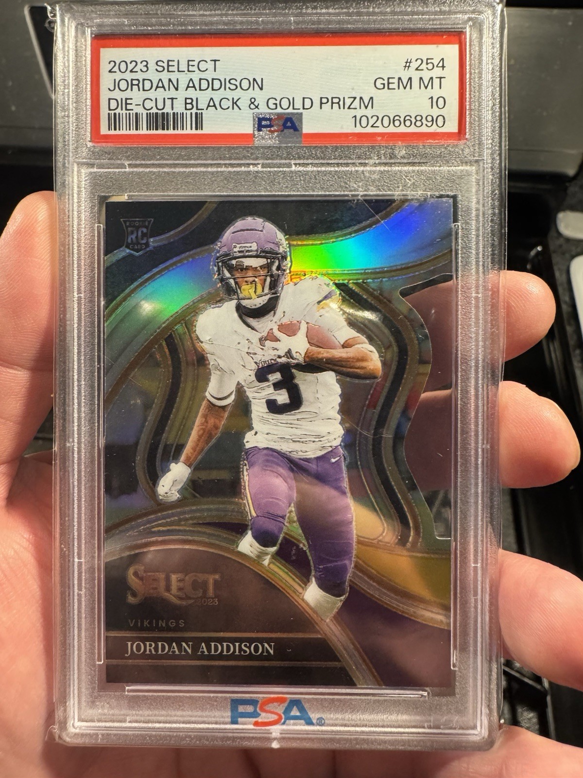 2023 Select - Club Level Jordan Addison #254 Black And Gold Prizm Die-Cut (RC)