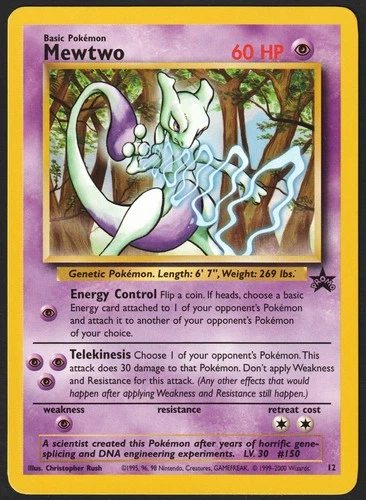 Mewtwo 2000 Pokemon WOTC Black Star Promo #12 Non-Holo (LP) 🔥