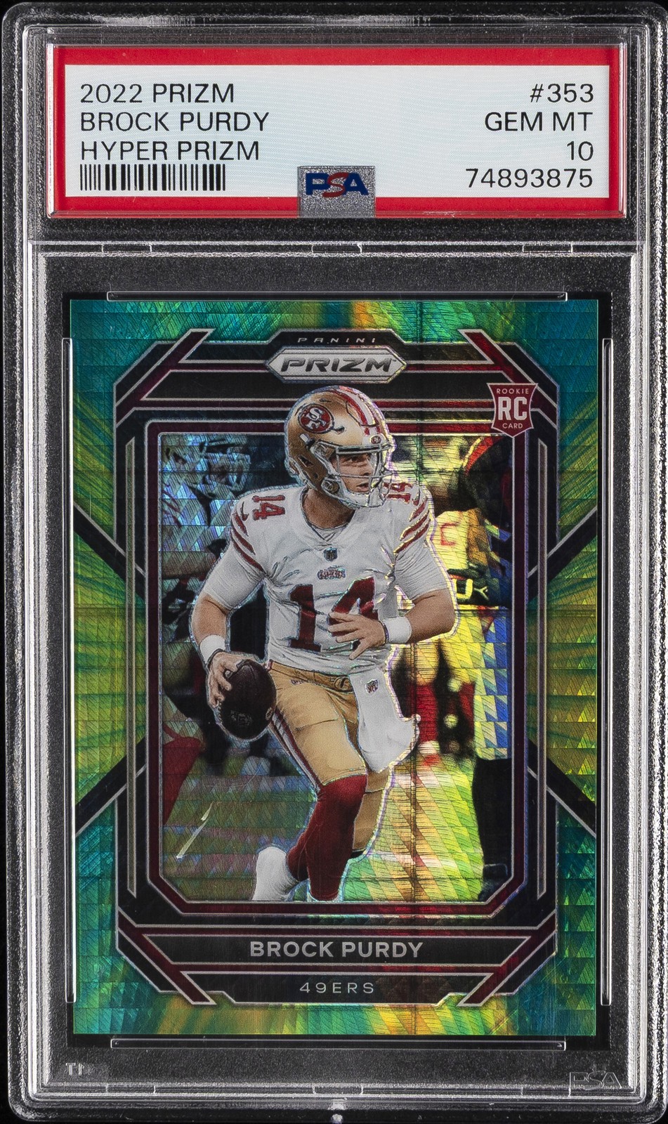 2022 PANINI PRIZM HYPER PRIZM #353 BROCK PURDY 46/175 PSA 10