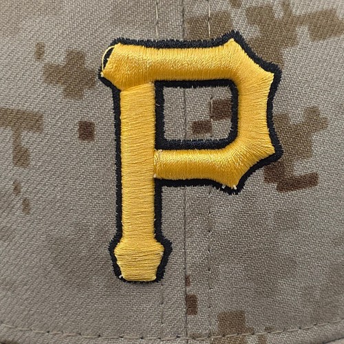 Pittsburgh Pirates Hat MLB Baseball Cap Digital Camo Khaki Tan Fitted Size 7 1/2 - Picture 10 of 11