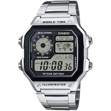 Casio Men  s Black and Silver Digital Watch - AE-1200WHD-1AV