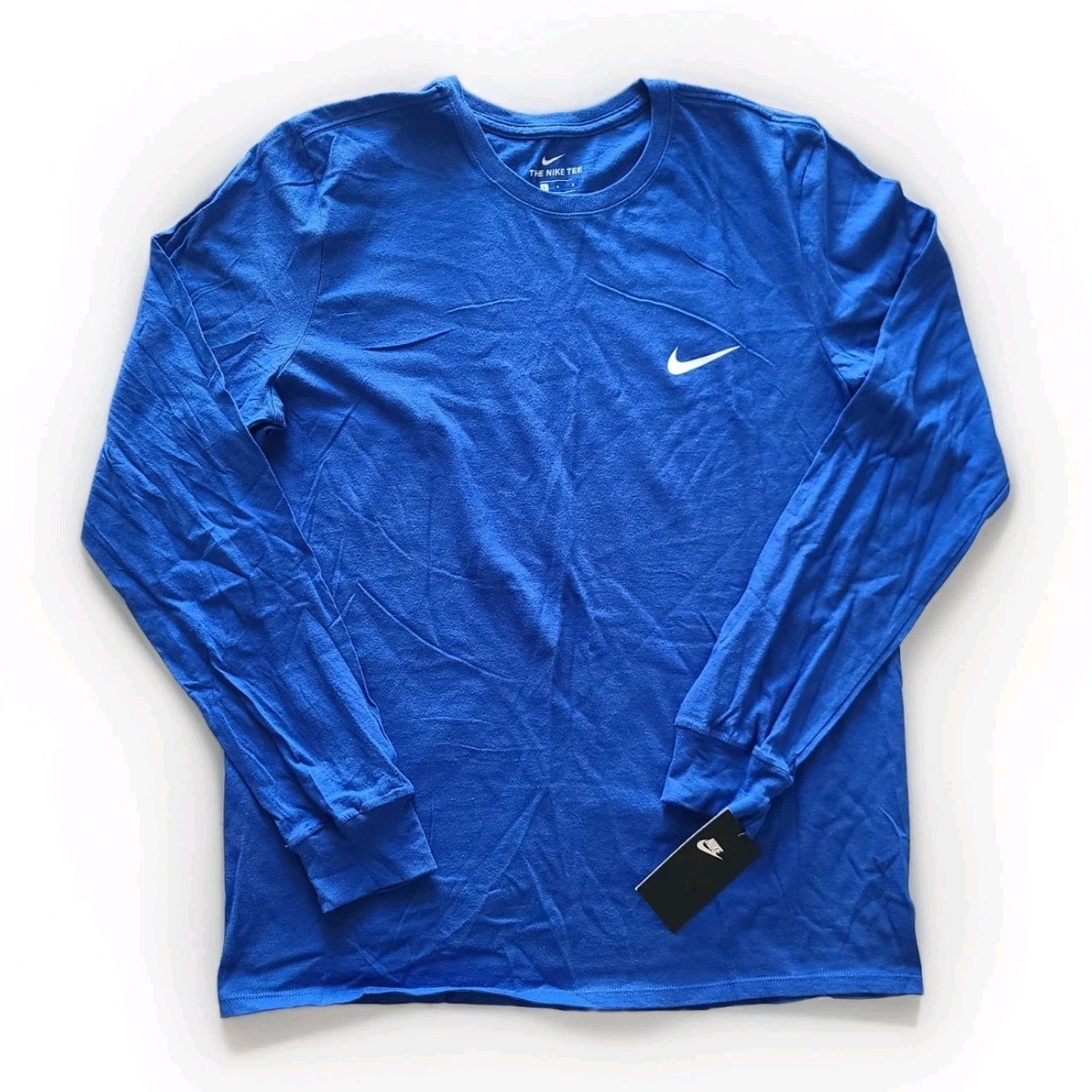 NEW Men's Size L Nike Long Sleeve Cotton Royal Blue Tee T-Shirt NWT Swoosh  Large