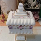 Westmoreland Floral Wedding Cake Box Pedestal Candy Dish Lid Vtg Milk Glass