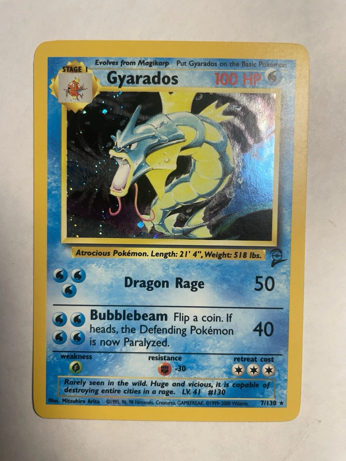 Deal for Pokemon TGC Gyarados 7/130 Holo Base Set 2 Pokémon Card LP