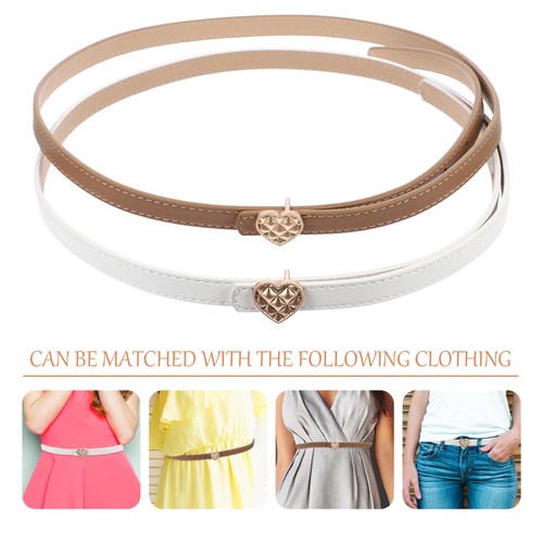 2 Pcs Adjustable Waist Belt Dress Women Decorative Heart Buckle Waistband - Picture 5 of 12