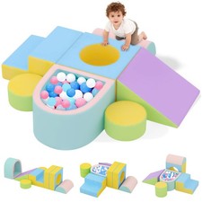 Toddler Climbing Toys Indoor, 6-Piece Baby Foam Climbing Blocks with Ball Pit...