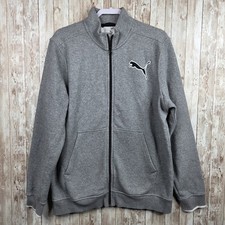 Puma Jacket Mens Grey Sweatshirt Full Zip Large Fleece Lined Soft Cozy Warmup