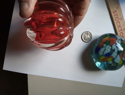 3 Colorful Art Glass Paperweights,Red Ribbed, Multi Color Oval,Blue Egg Shape - Picture 9 of 12