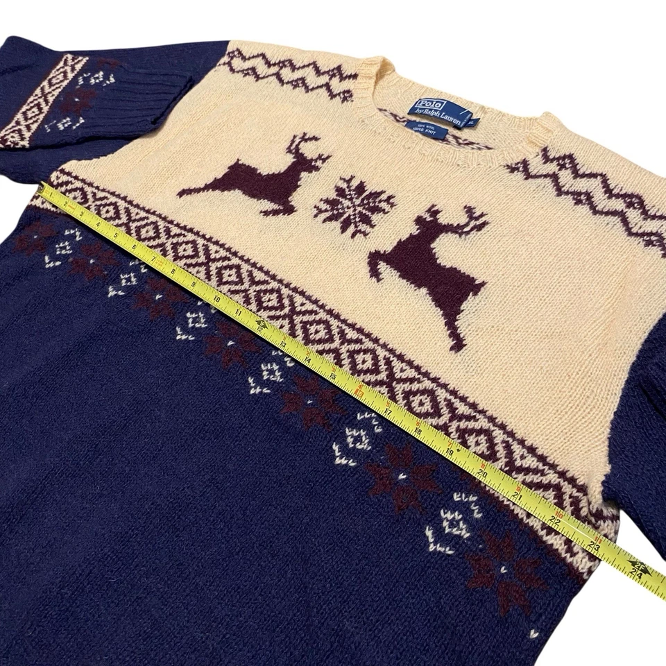 Suéter Vintage Polo Ralph Lauren Para Hombre Reno Navidad Tejido a Mano Lana XL Foto 4 de 4