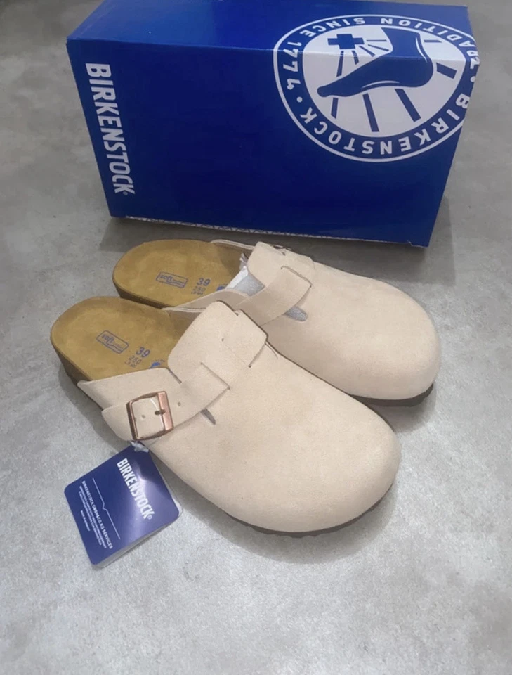 Birkenstock sandales à enfiler cuir beige boucle, pointure EU 39, uni - Photo 1/4