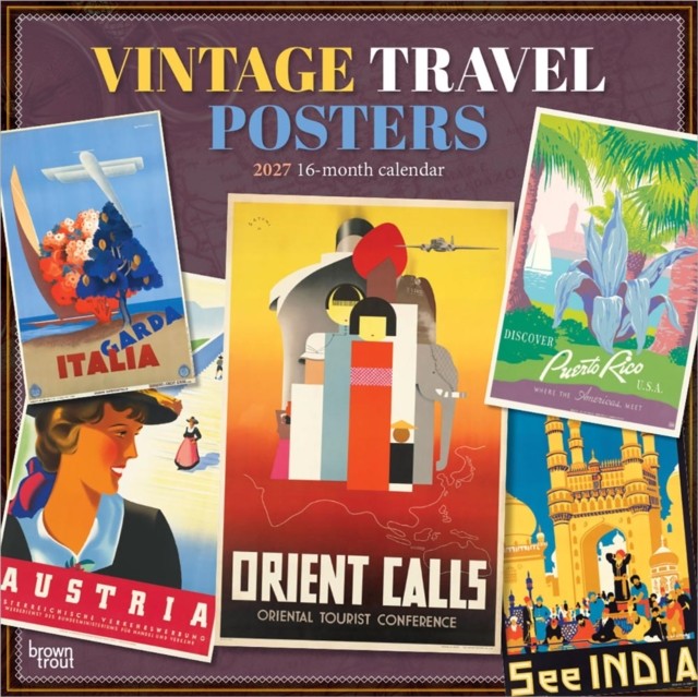 Vintage Travel Posters Calendar 2027, Wall Calendars, Month To View, Travel, Gift - Image 2