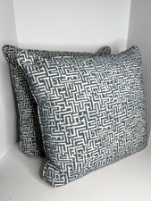 Pair of The Pillow Collection Cover + Down Insert Zeref Geometric Blue White 20”