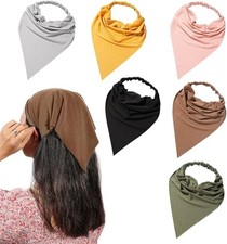 6 Pack Hair Scarf Headband for Women Elastic Bandana Head Scarf Large Boho Trian