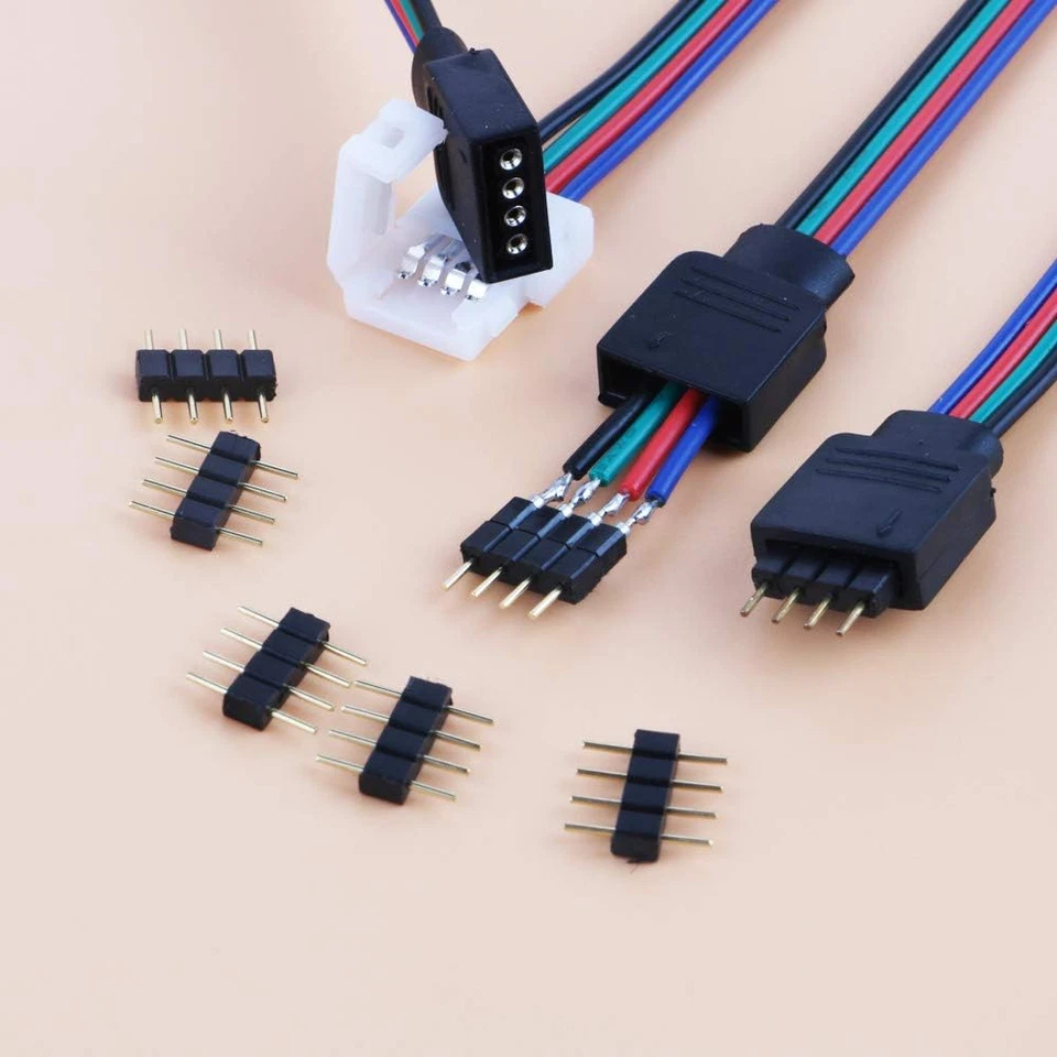4Pin RGB Del Connettore Di Estensione Cavo per 10Mm 5050 RGB LED Light Strip, RG - Immagine 3 di 4