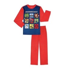 Nintendo Mario Kart Boys 2-Piece Flannel Pajama Set Red Blue Size 8 NEW