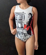 Quatro Gymnastics Leotard "Chic" Paris Flip Side Red Black White Size AM
