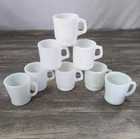 VTG Anchor Hocking Fire King Galaxy White Milk Glass Stackable Mugs Set Of 8 Mix