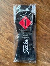 NEW 2015 Titleist Genuine Leather Golf Universal Driver Black Head Cover NOS